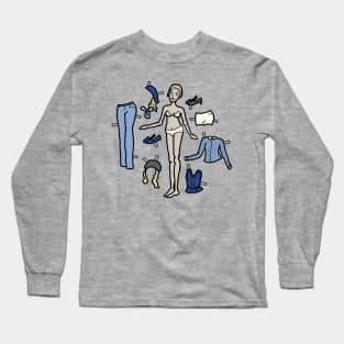 Paper Doll Pieces - Blonde with the Blues Long Sleeve T-Shirt